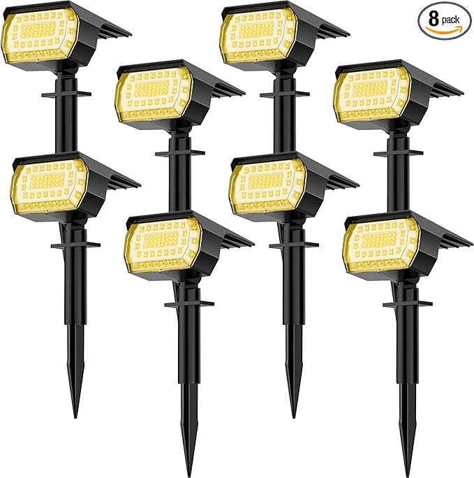 LANSOW Solar Spot Lights Outdoor, [8 Pack/57 LED]